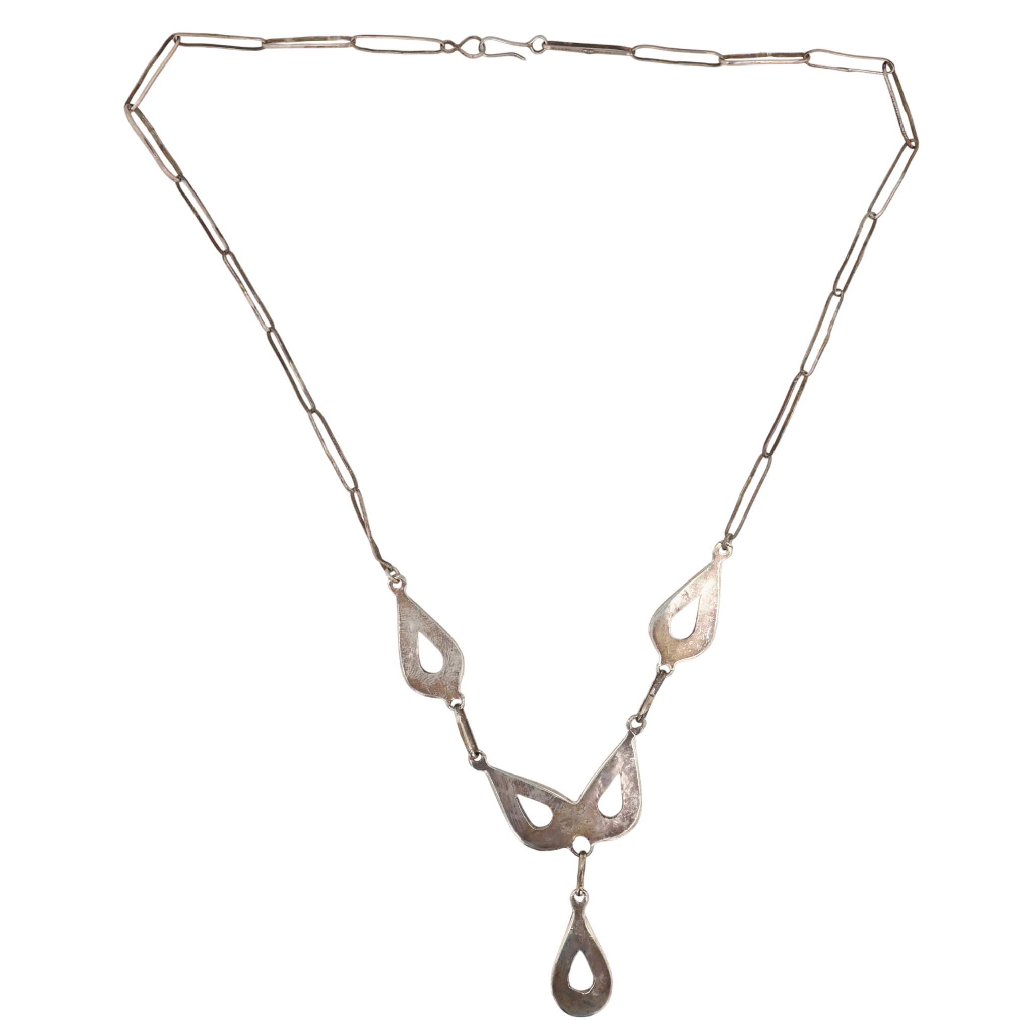 Emma Bowekaty Zuni Sterling Opal Inlay Necklace