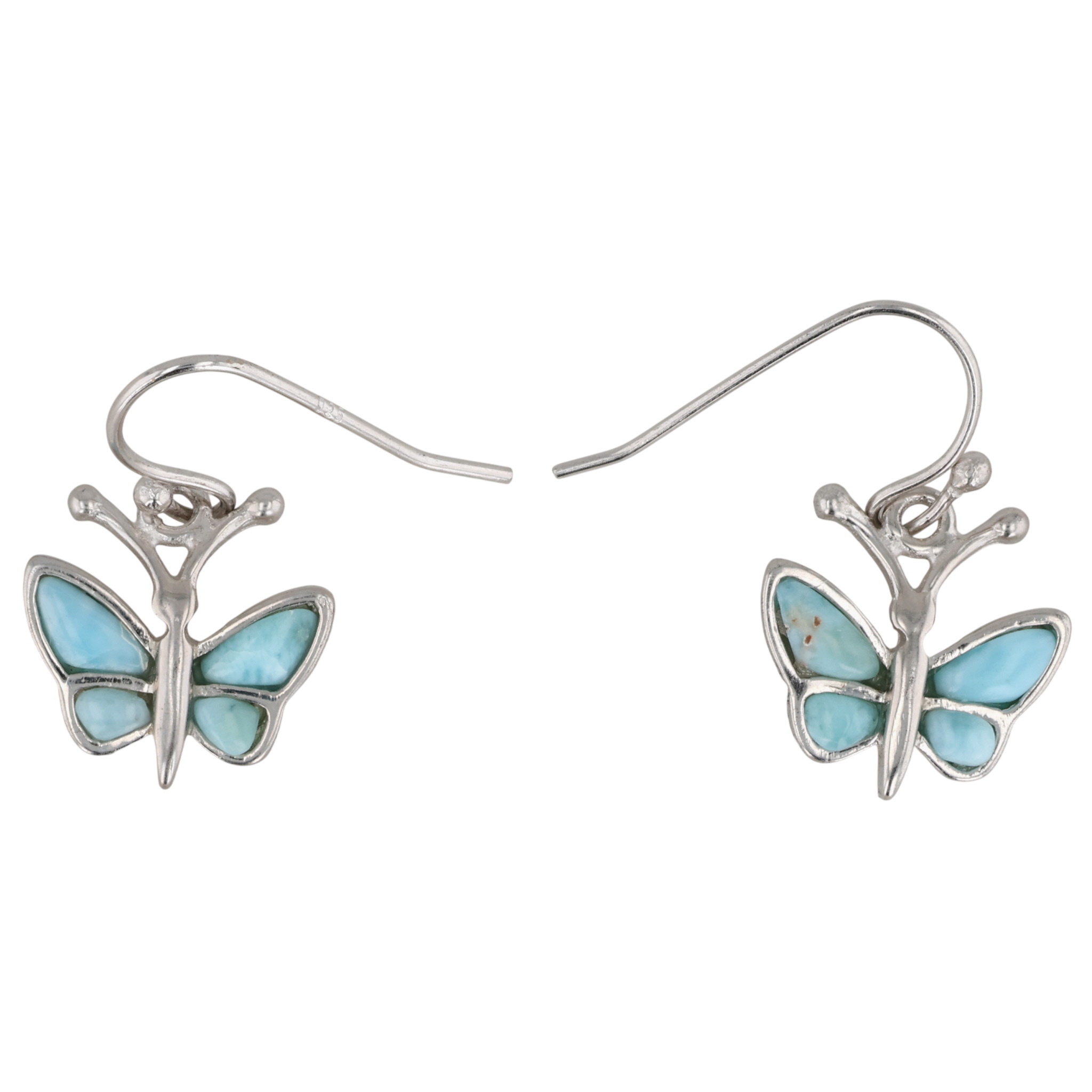 Southwest Sterling Larimar Butterfly Earrings
