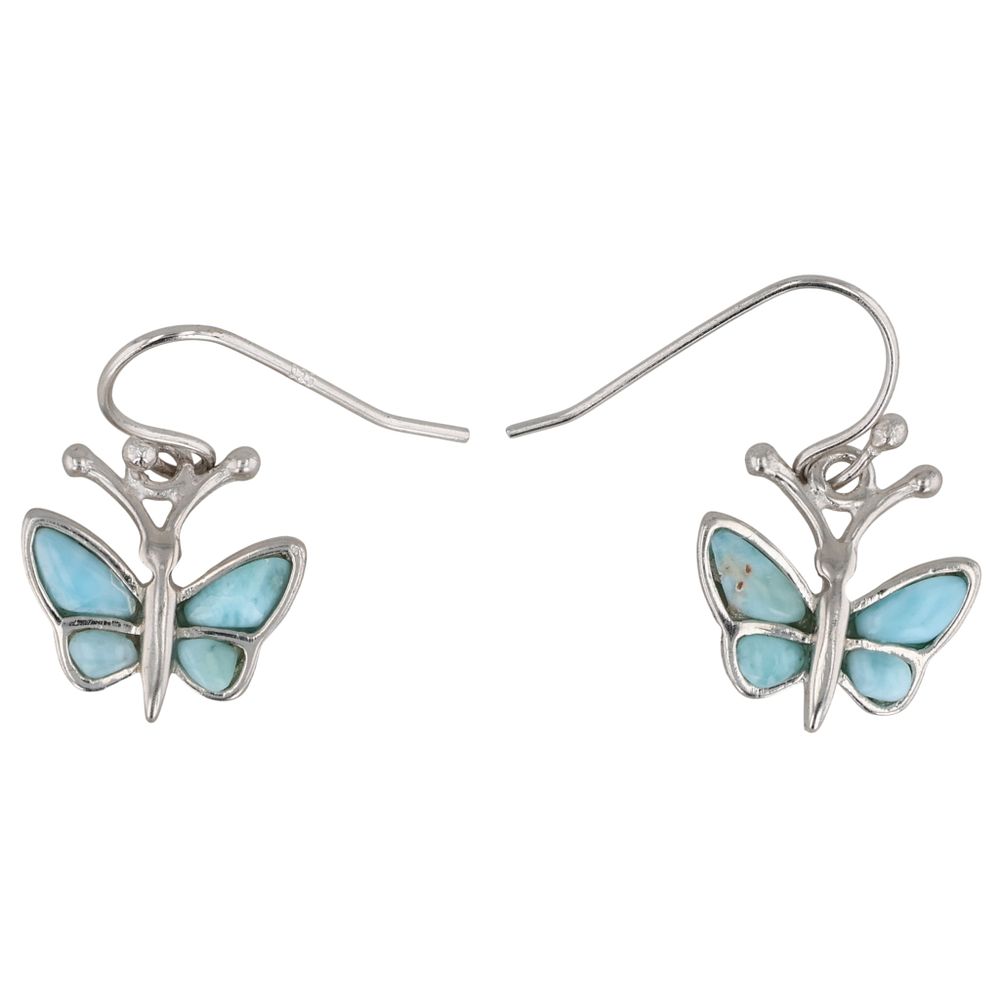 Lot 202: Southwest Sterling Larimar Butterfly Earrings