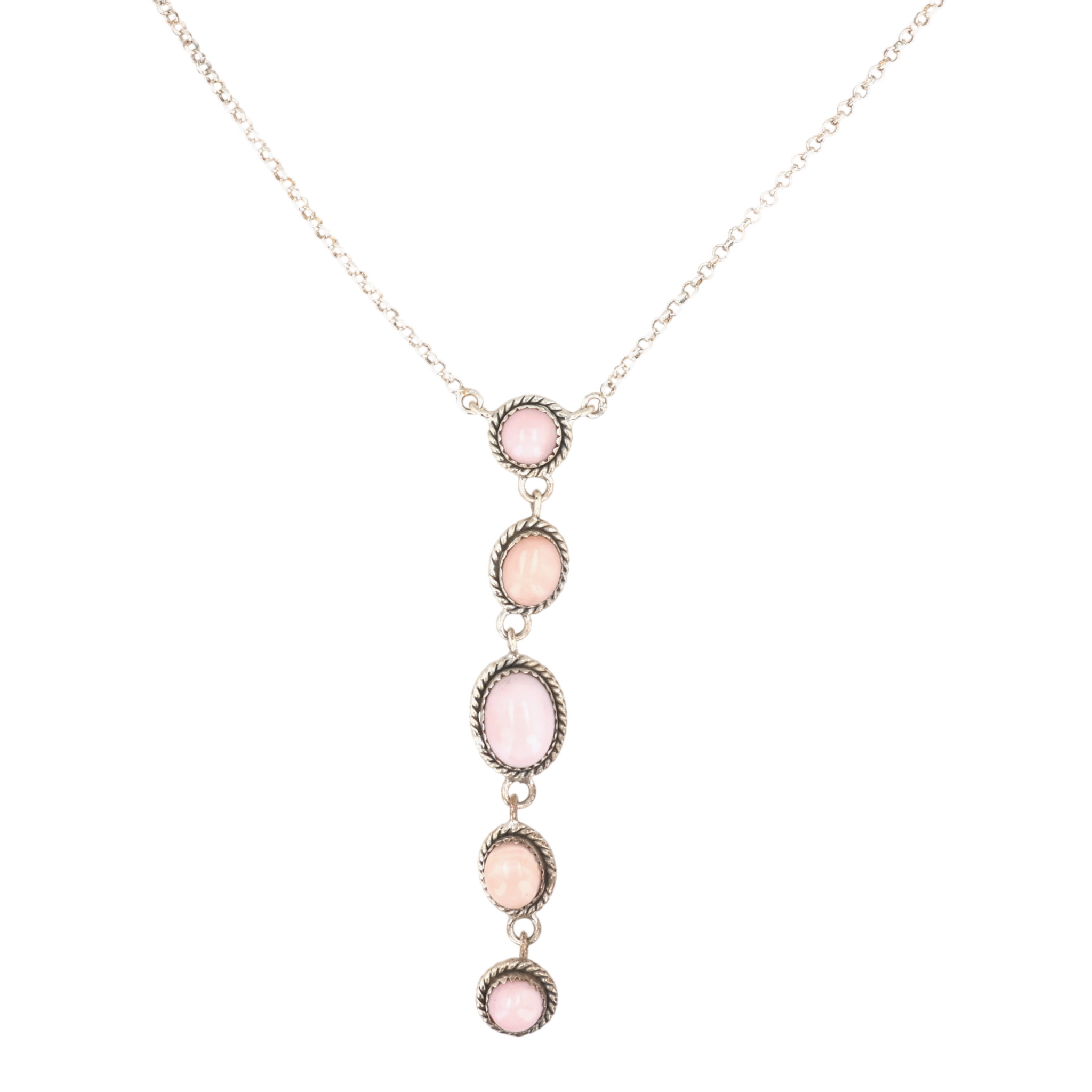HaDa Collection Sterling Pink Opal Drop Necklace