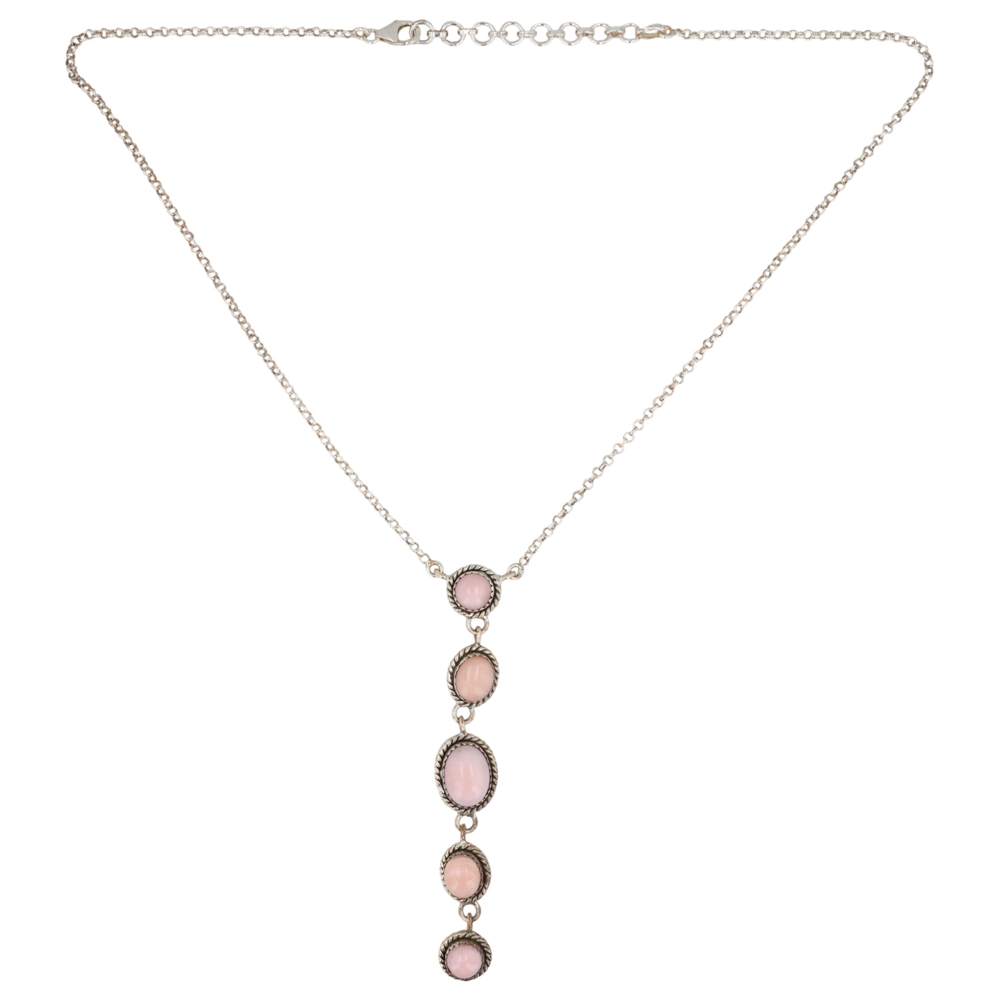 HaDa Collection Sterling Pink Opal Drop Necklace