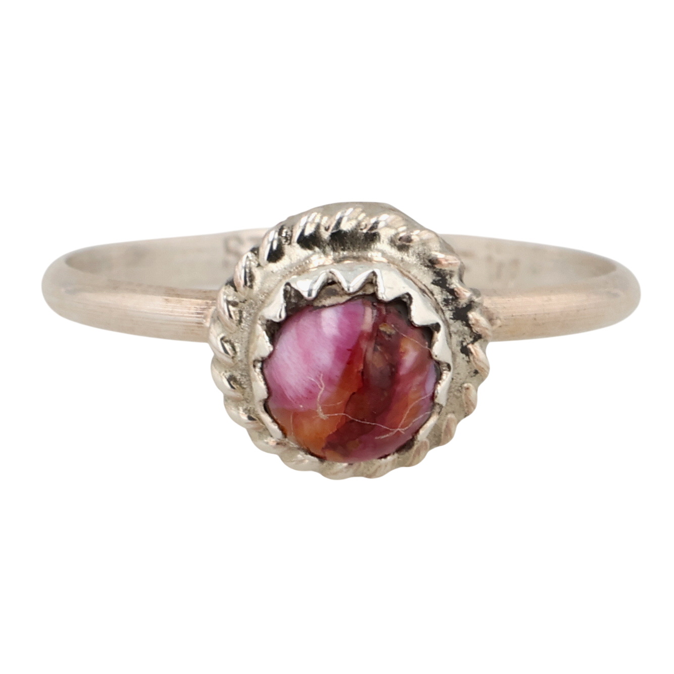 Esther White Navajo Sterling Spiny Oyster Ring Sz 4.75