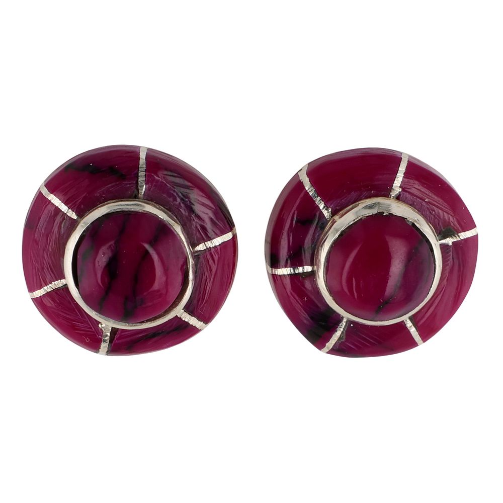 Lot 208: Valerie Benally Navajo Sterling Purple Inlay Earrings