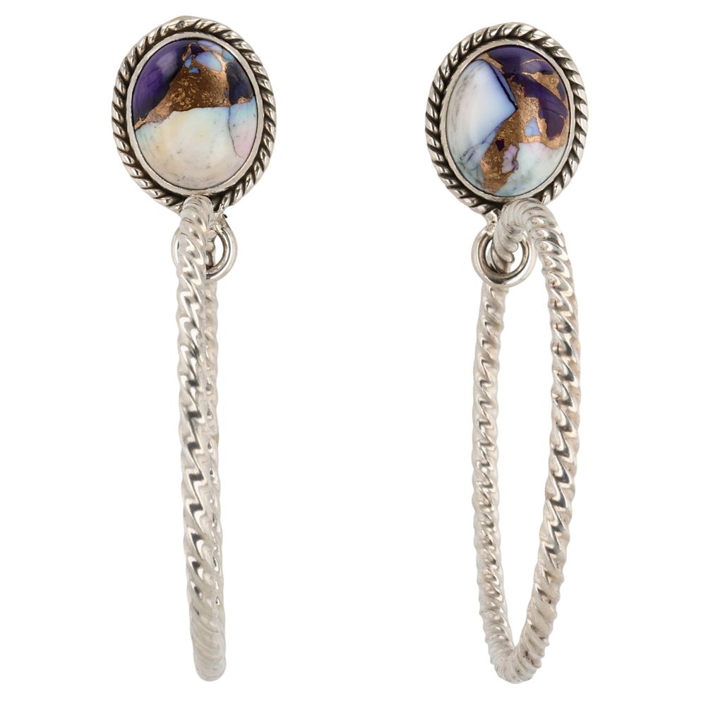 Lot 209: HaDa Collection Sterling Violet Rose Dahlia Hoop Earrings