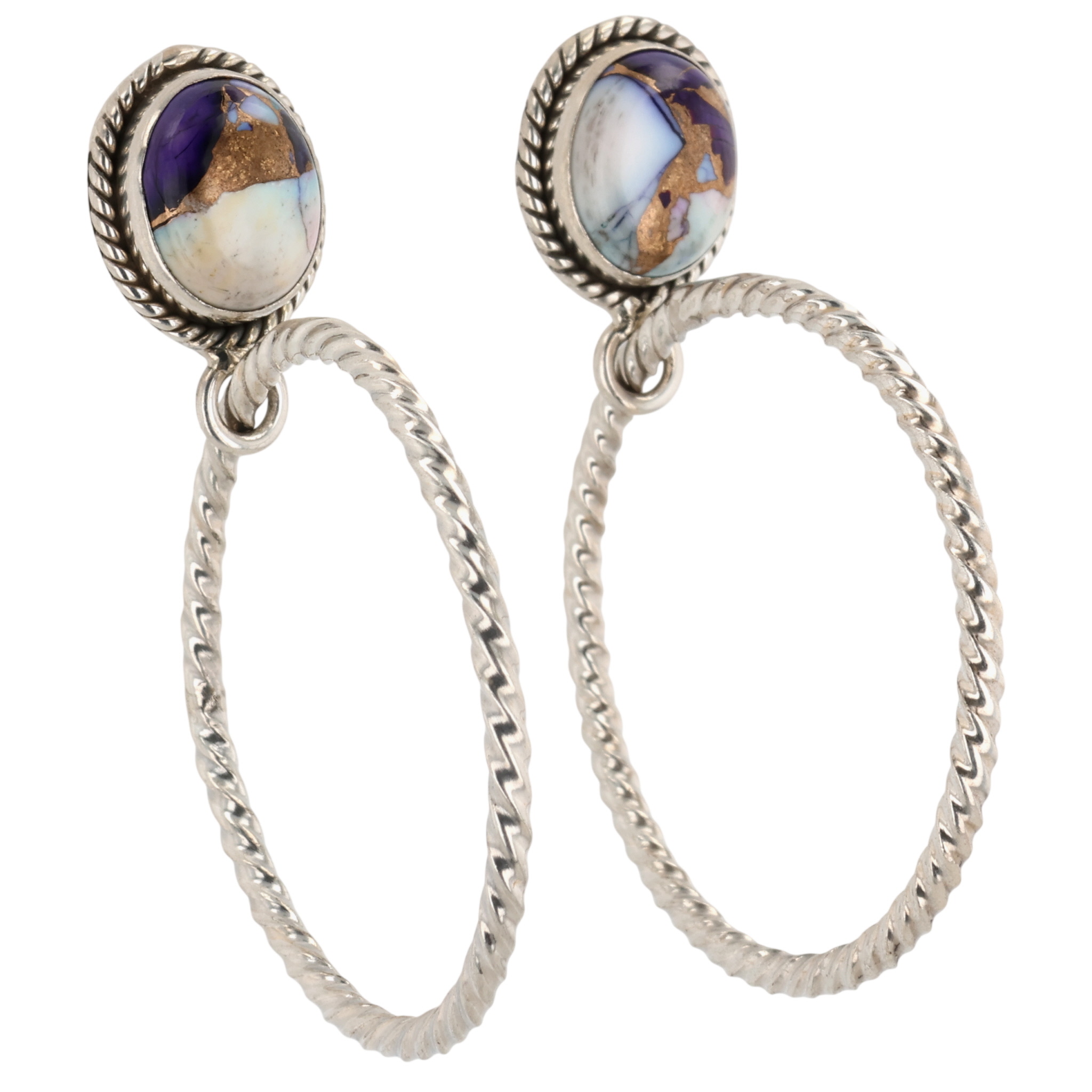 HaDa Collection Sterling Violet Rose Dahlia Hoop Earrings