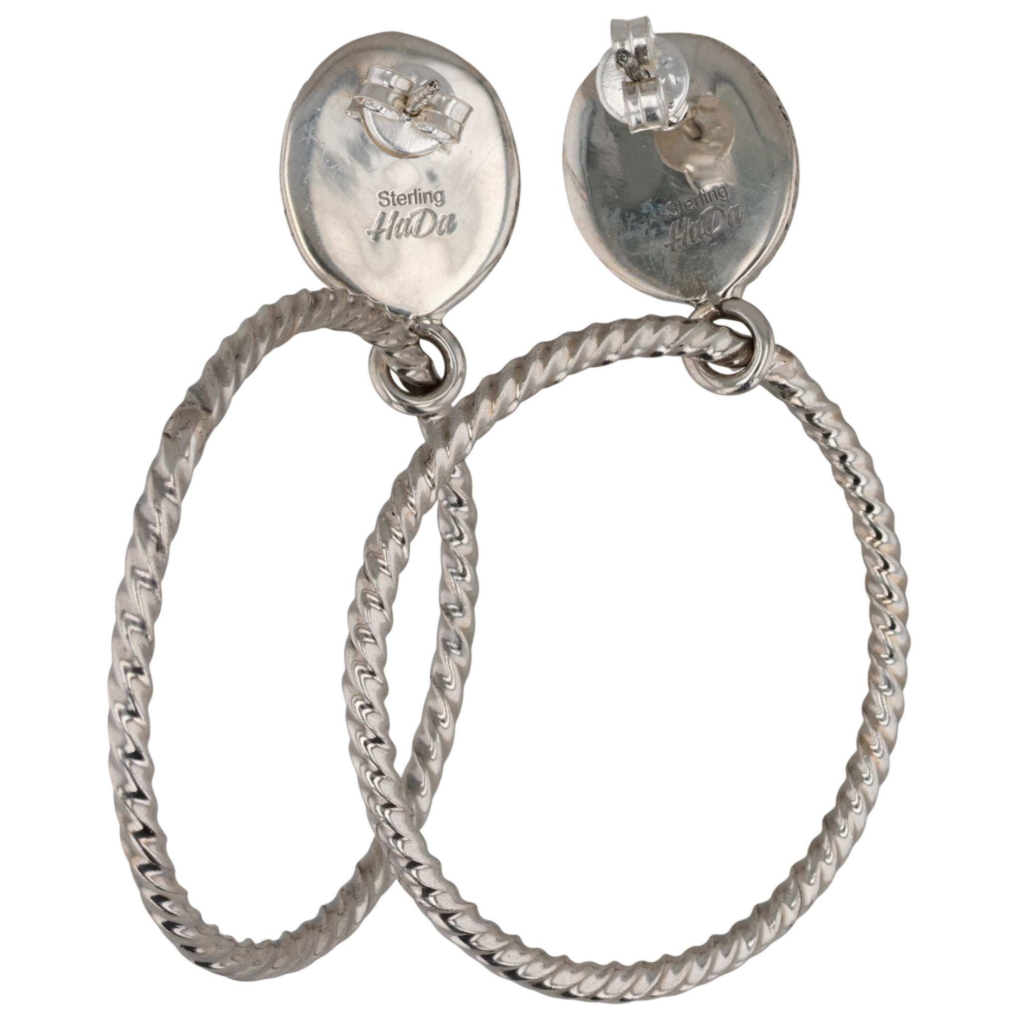 HaDa Collection Sterling Violet Rose Dahlia Hoop Earrings