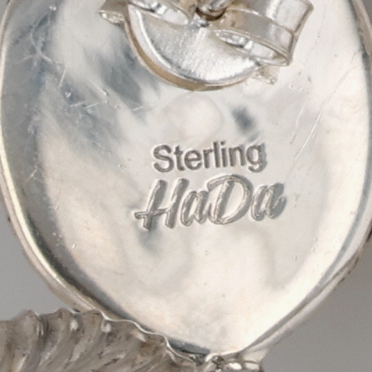 HaDa Collection Sterling Violet Rose Dahlia Hoop Earrings