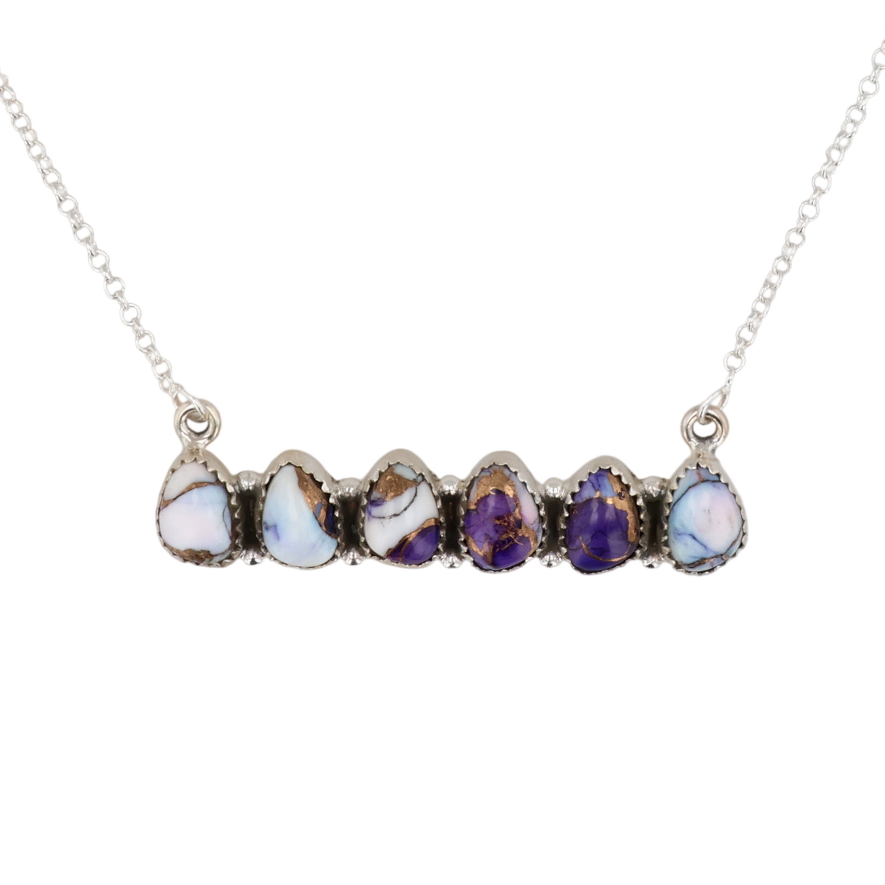 HaDa Collection Sterling Violet Rose Dahlia Bar Necklace