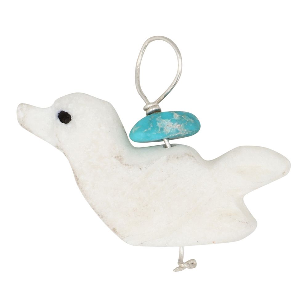 Lot 212: Allison White Navajo Sterling Multi-Stone Duck Pendant