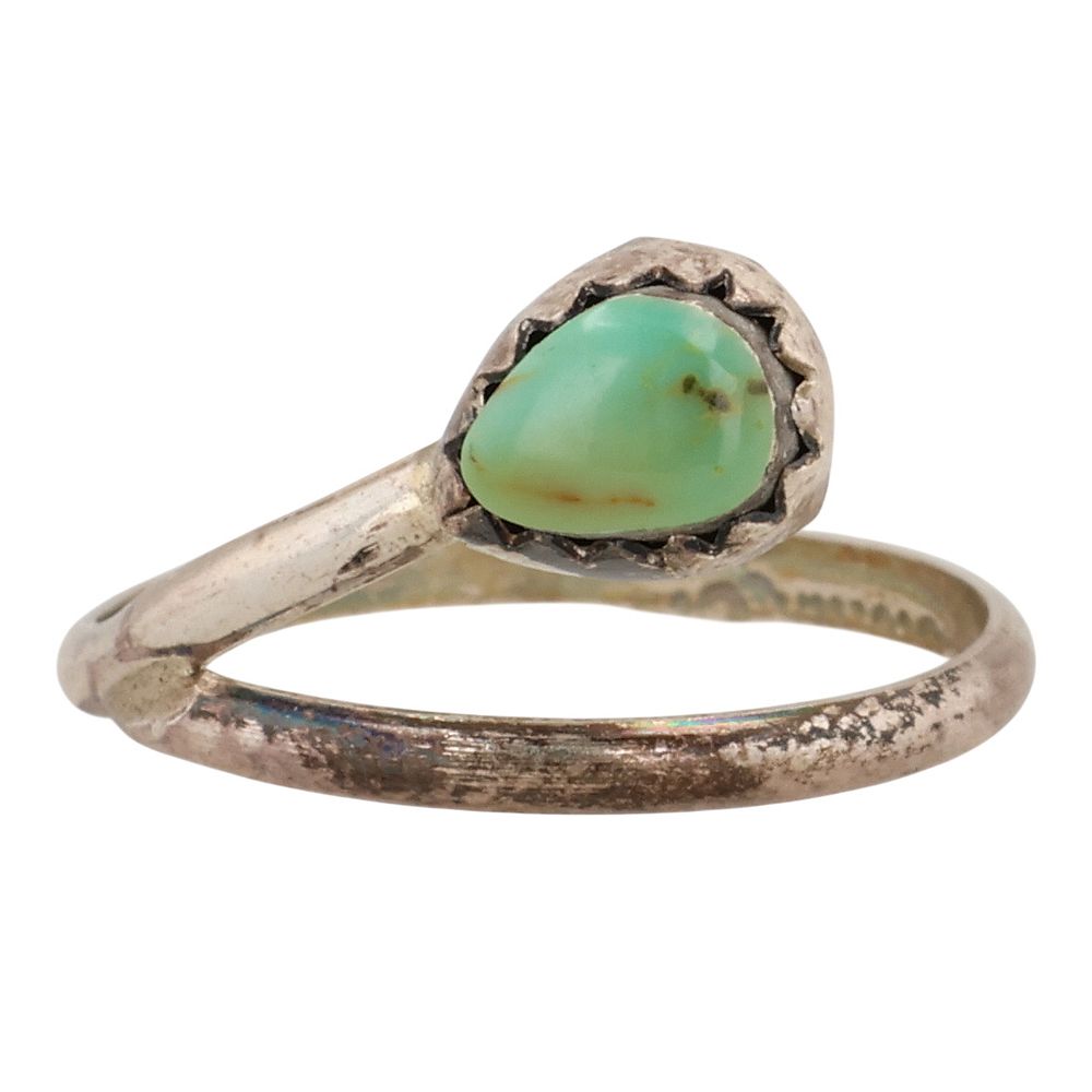 Lot 215: Linda Yazzie Navajo Sterling Kingman Turquoise Ring Sz 4.25