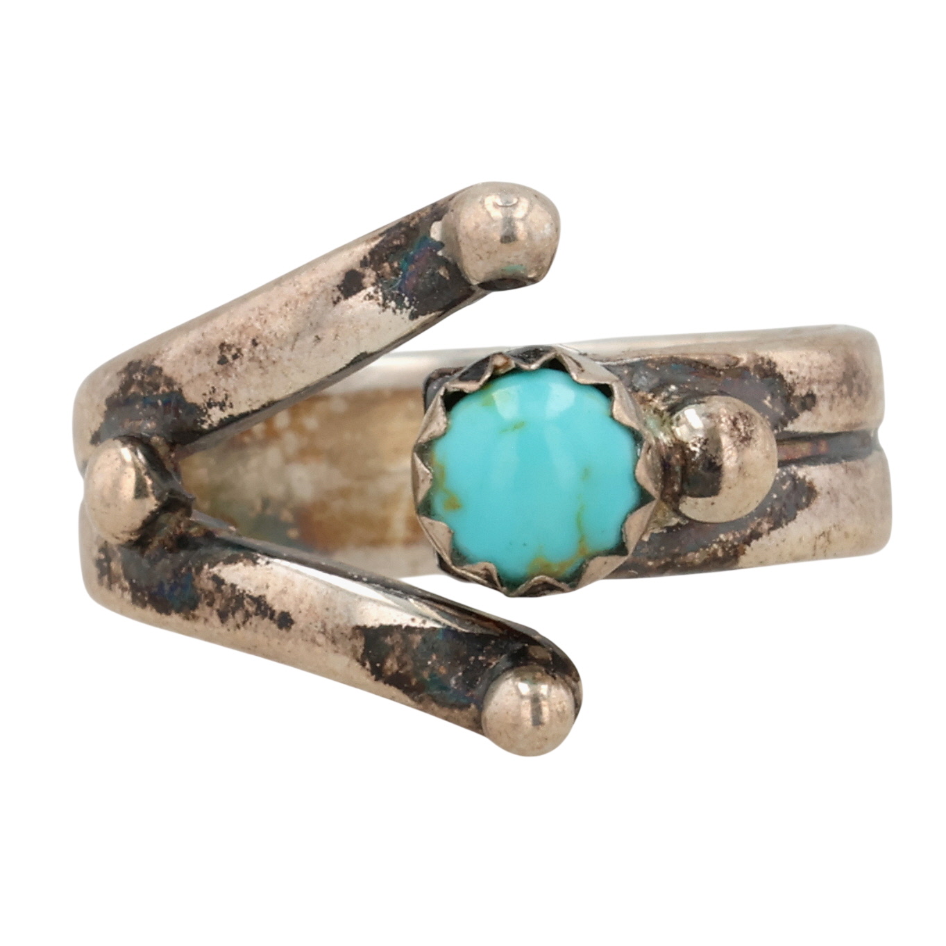 Signed Navajo Sterling Kingman Turquoise Ring Sz 4.5