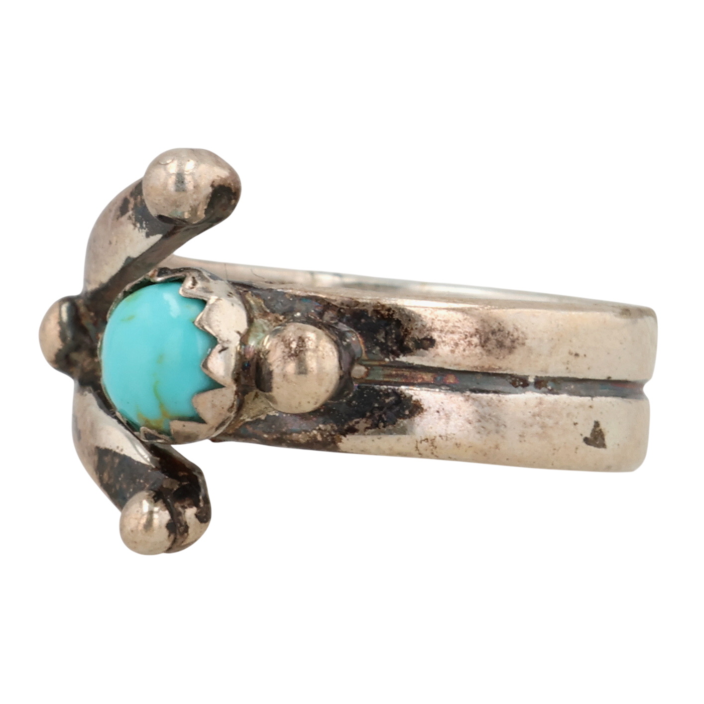 Signed Navajo Sterling Kingman Turquoise Ring Sz 4.5