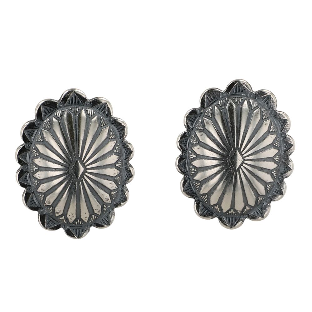Lot 217: Southwest Sterling Stamped Concho Earrings