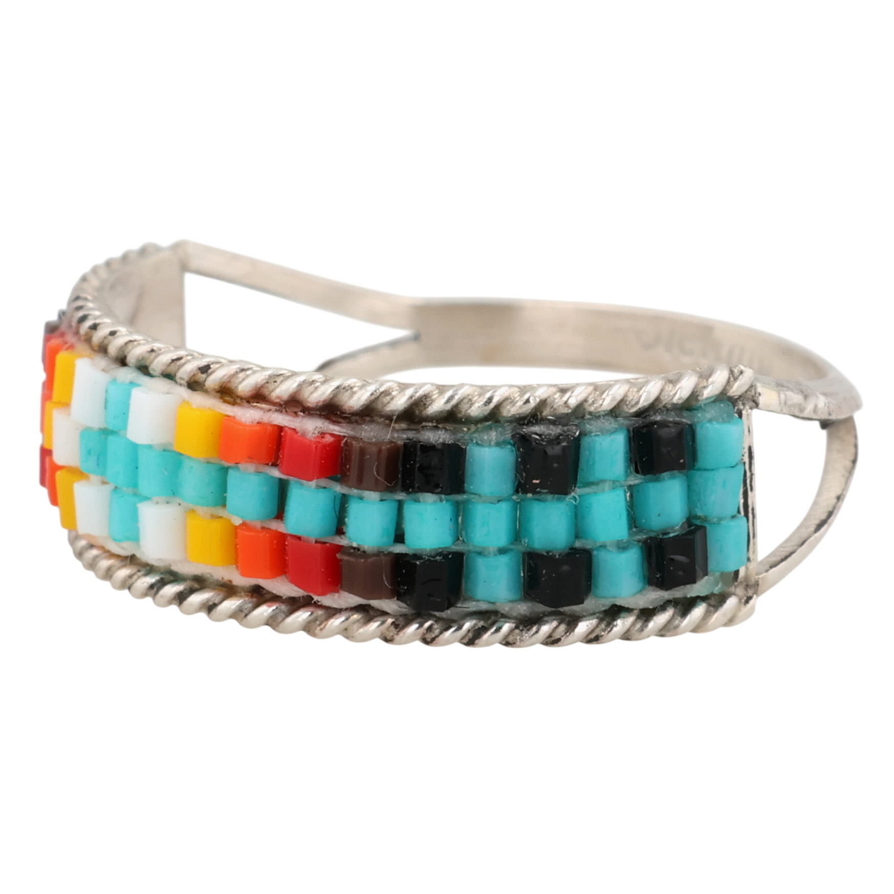 Lucille Romone Navajo Sterling Microbead Ring Sz 8