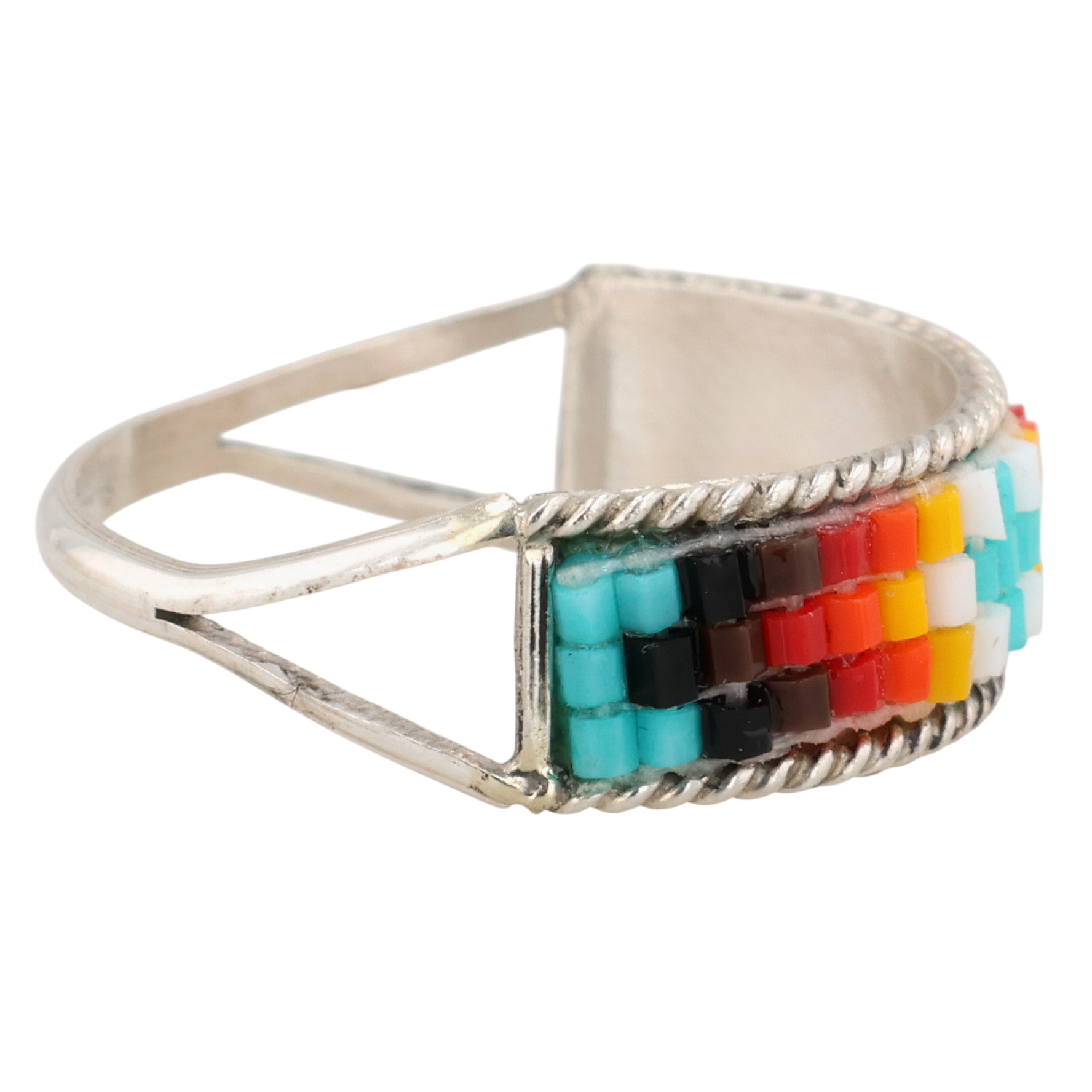 Lucille Romone Navajo Sterling Microbead Ring Sz 8
