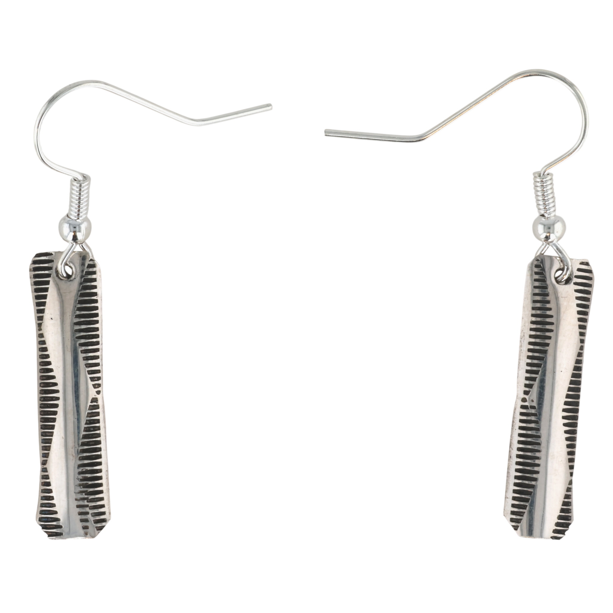 Florence Tahe Navajo Sterling Stamped Bar Earrings