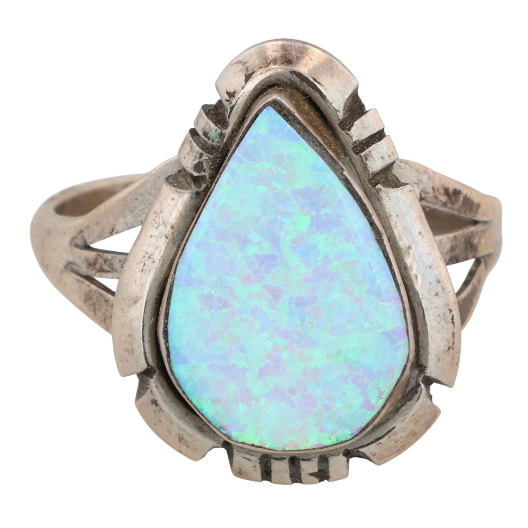 Calvin Spencer Navajo Sterling Opal Ring Sz 5.5