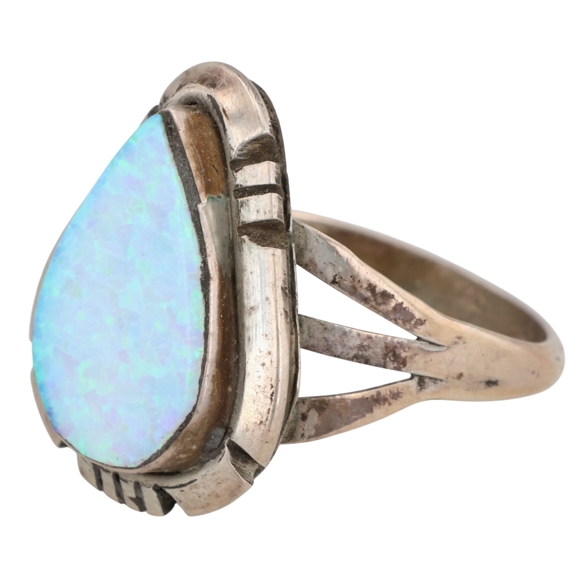 Calvin Spencer Navajo Sterling Opal Ring Sz 5.5