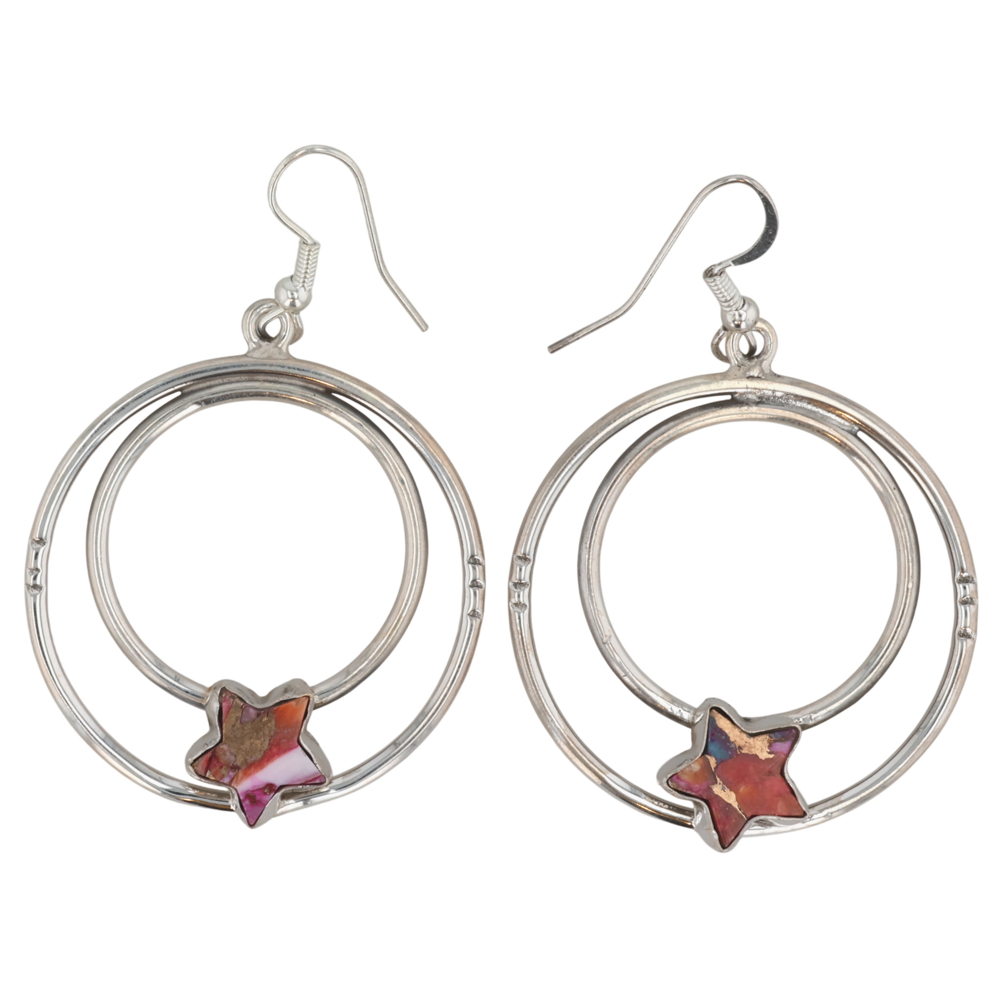 HaDa Collection Sterling Pink Dahlia Hoop Earrings
