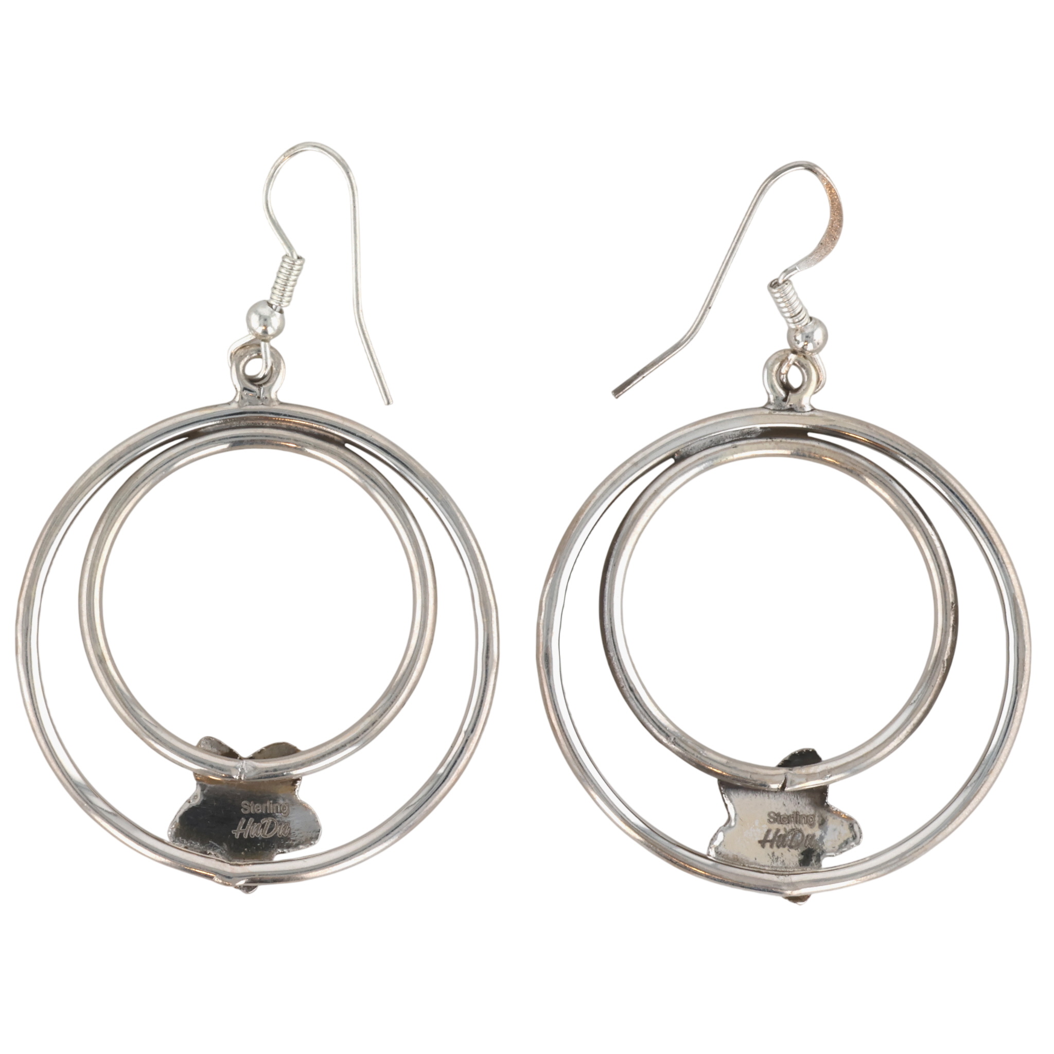 HaDa Collection Sterling Pink Dahlia Hoop Earrings
