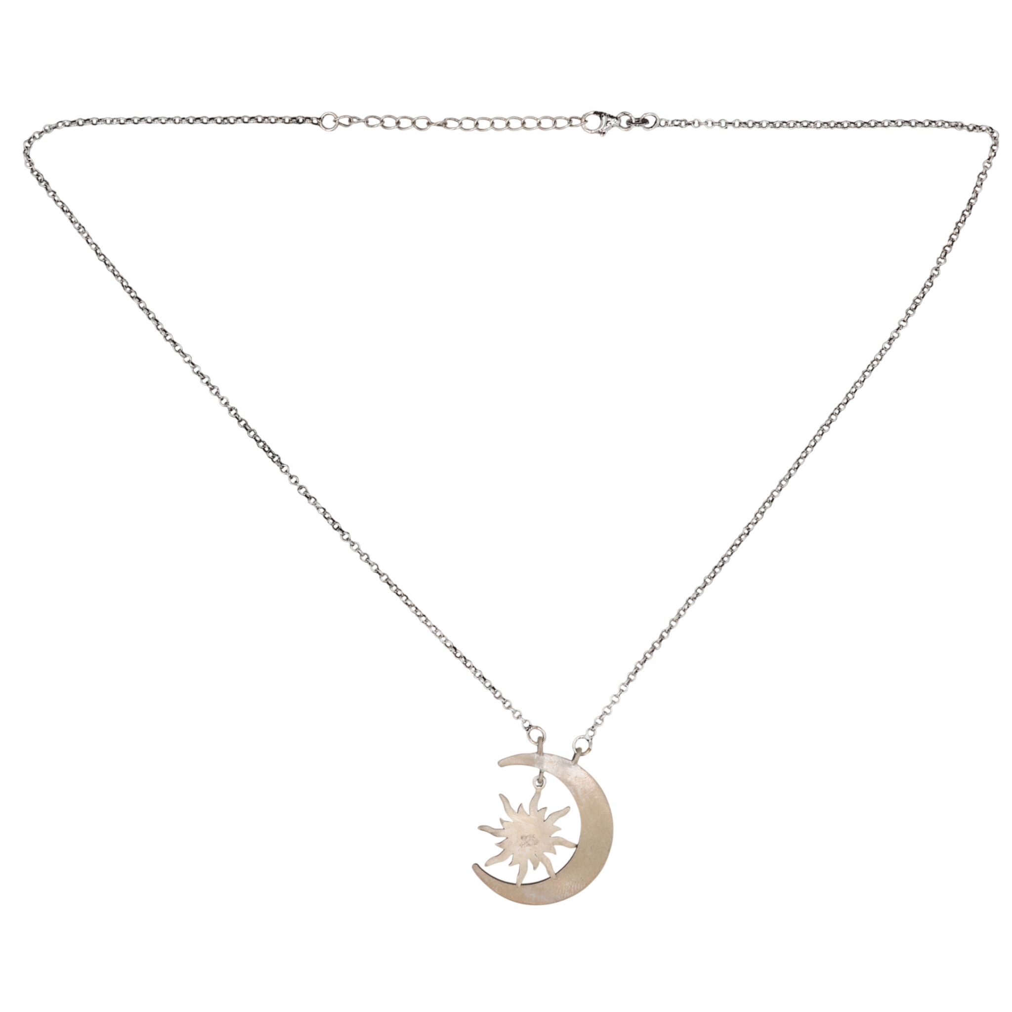 HaDa Collection Sterling Pink Dahlia Crescent Moon Necklace