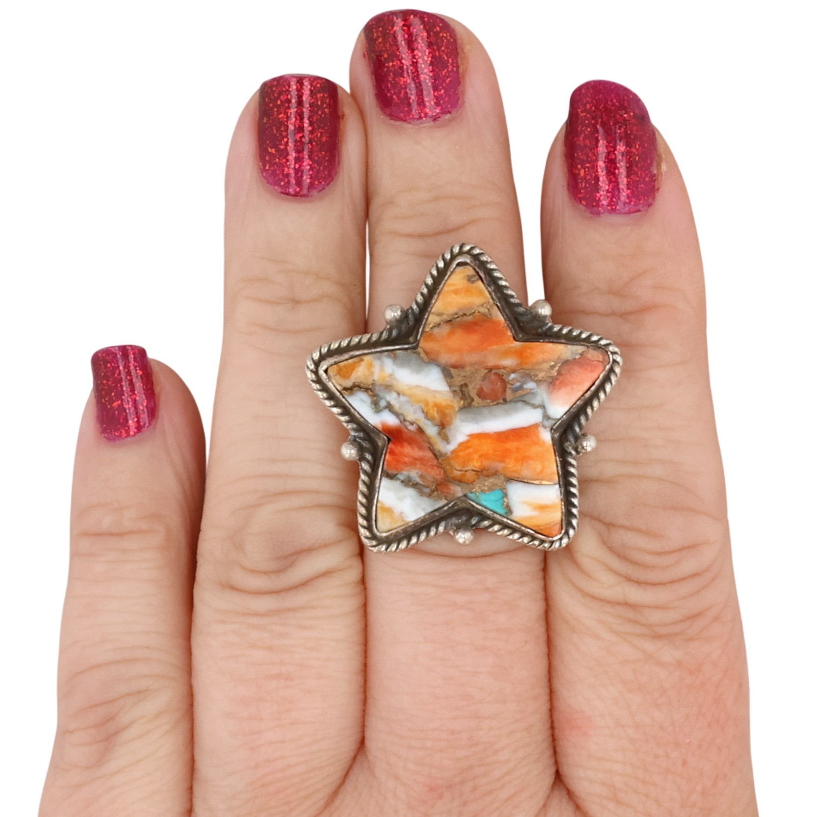 HaDa Collection Sterling Spiny Oyster Adjustable Ring