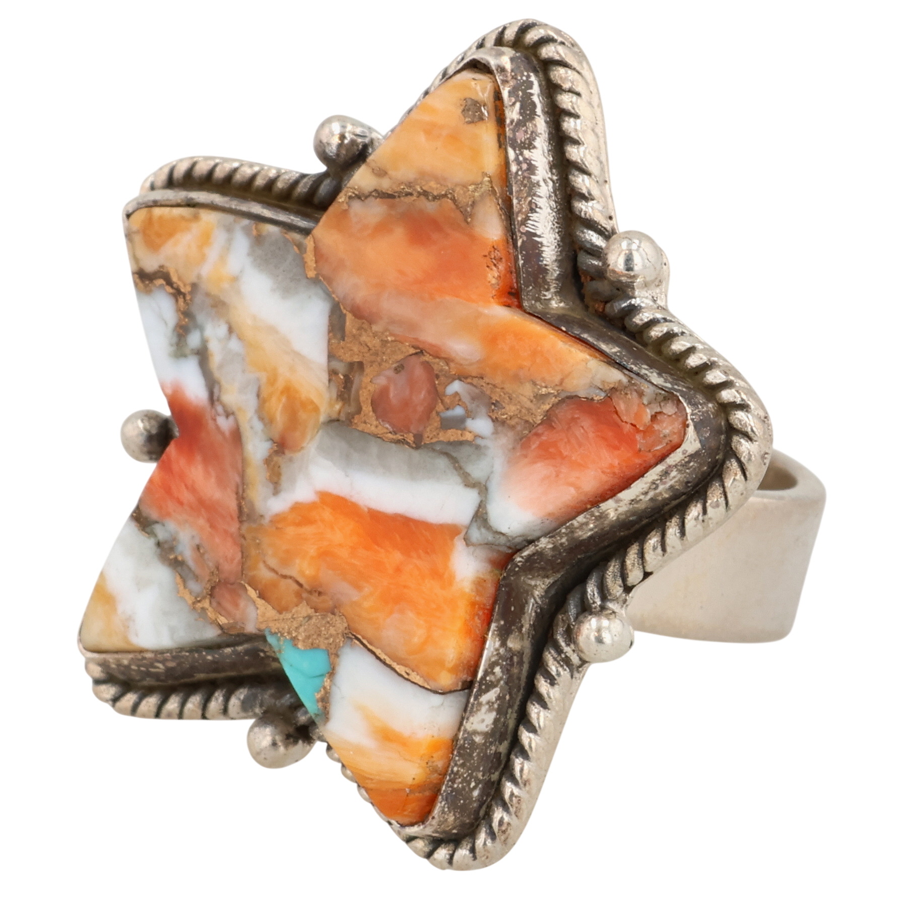 HaDa Collection Sterling Spiny Oyster Adjustable Ring