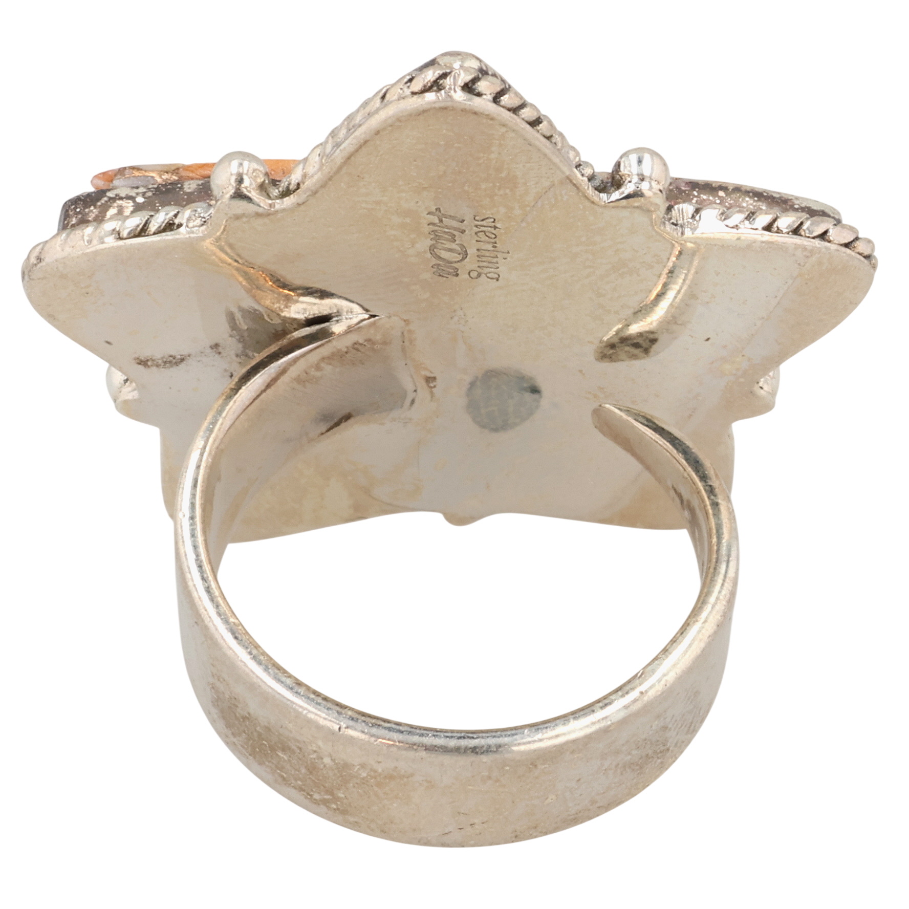HaDa Collection Sterling Spiny Oyster Adjustable Ring