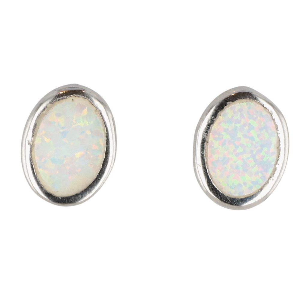 Lot 245: Southwest Sterling Opal Earrings