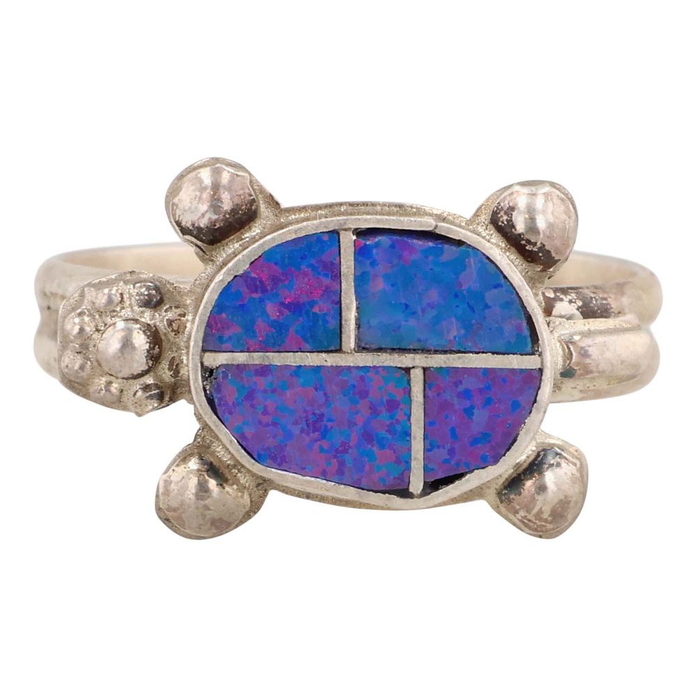 Lot 246: Swain Charley Zuni Sterling Opal Inlay Ring Sz 6.75