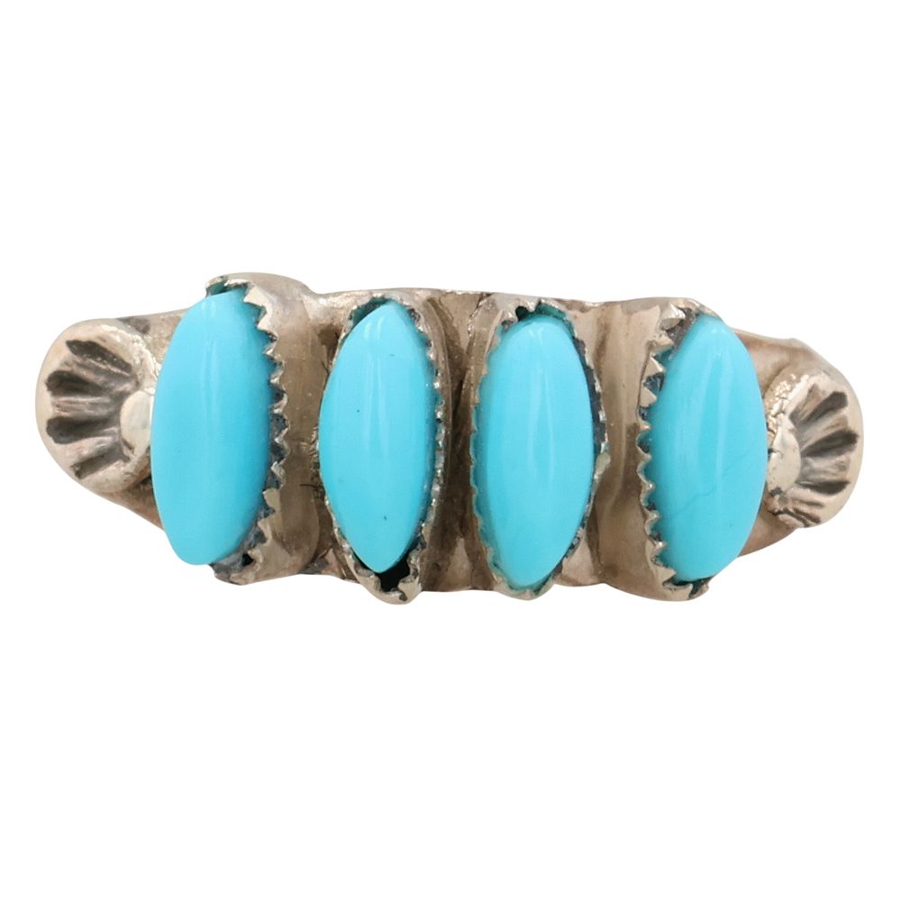 Lot 251: Southwest Sterling Turquoise Ring Sz 5