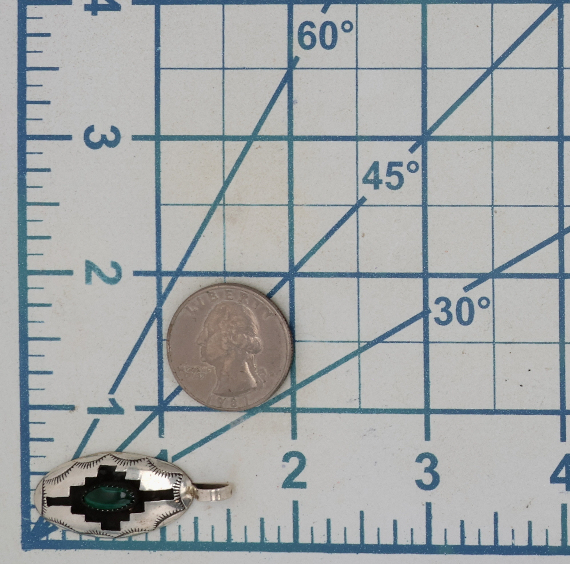 Felix Perry Navajo Sterling Malachite Shadow Box Pendant