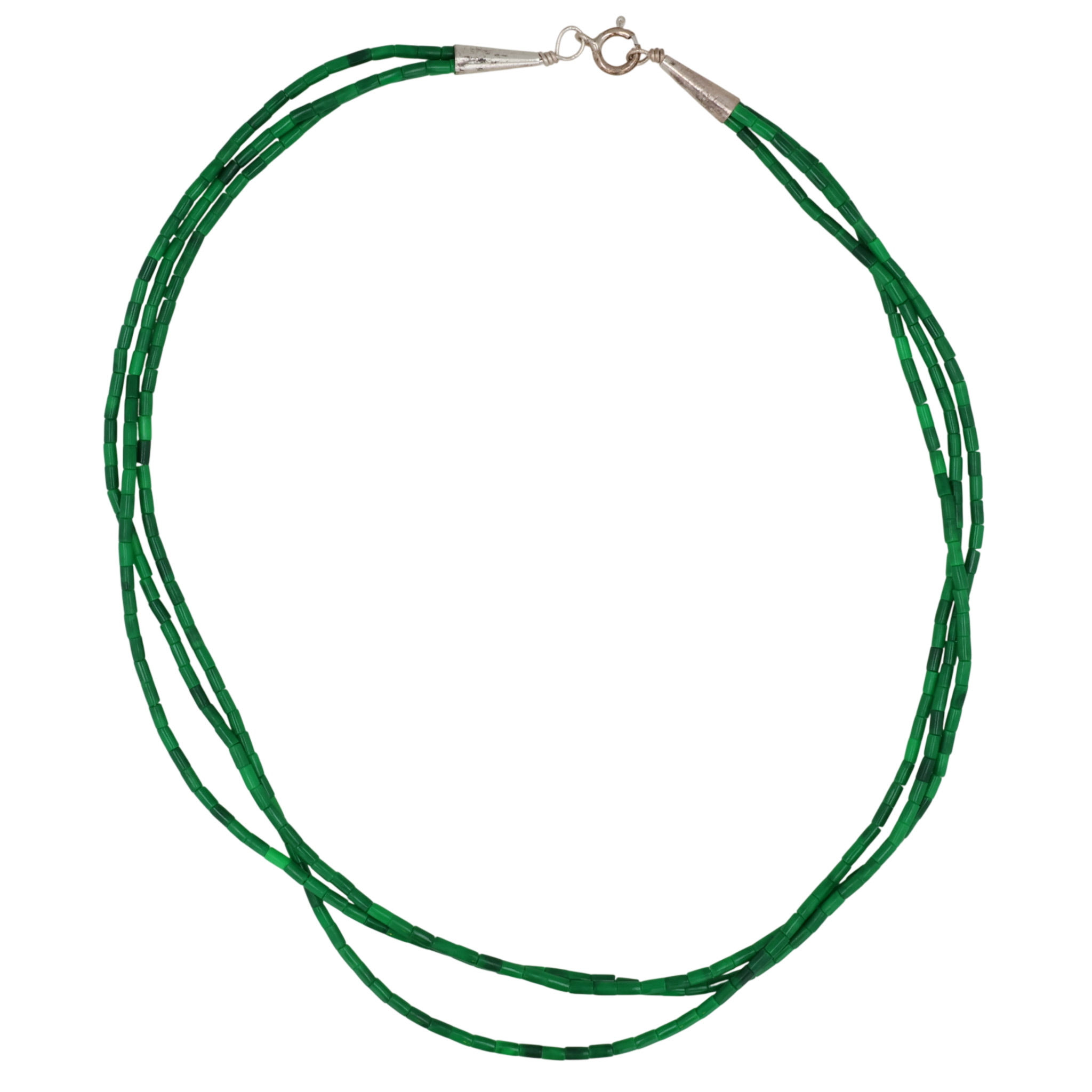 Southwest Sterling Malachite Multi-Strand Necklace