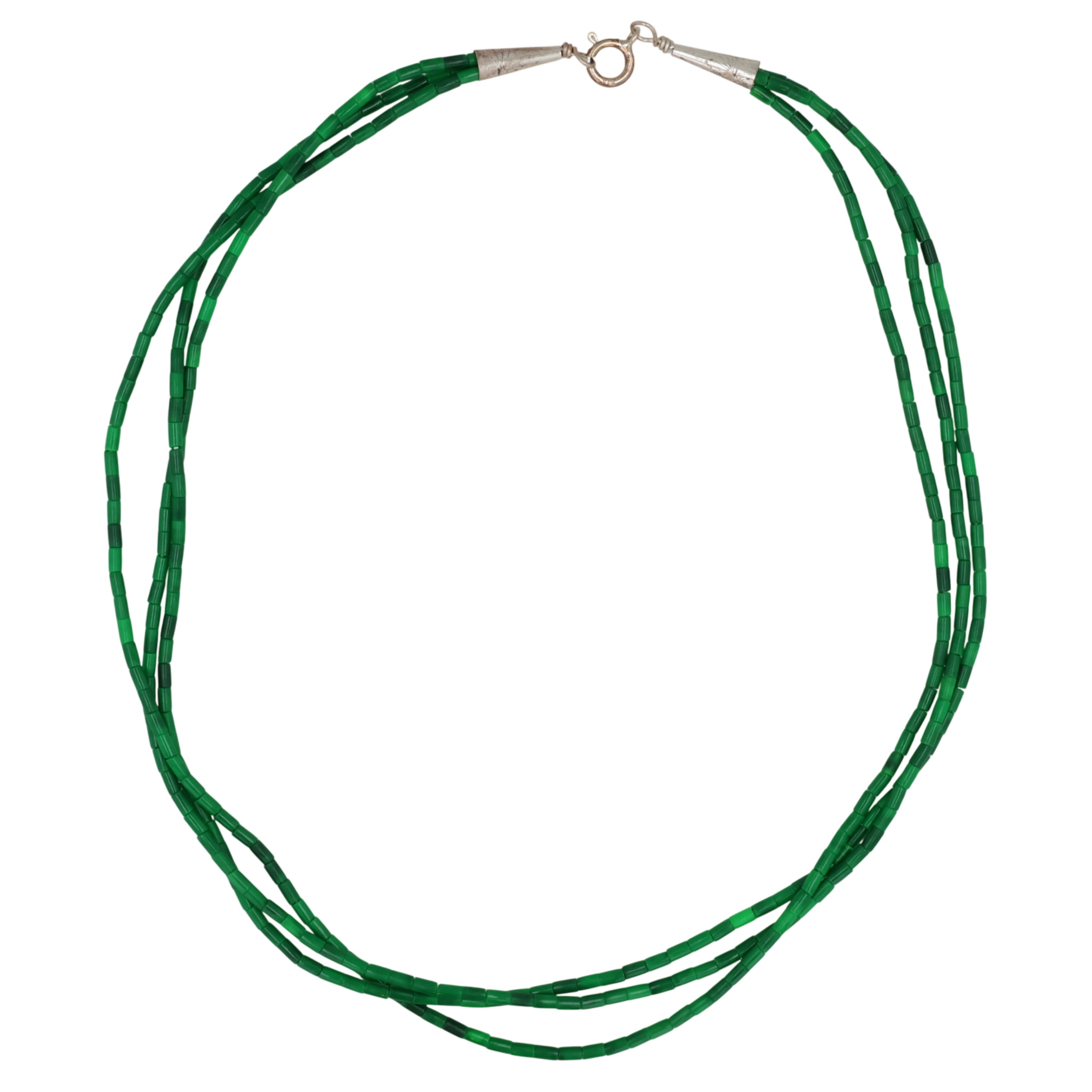 Southwest Sterling Malachite Multi-Strand Necklace