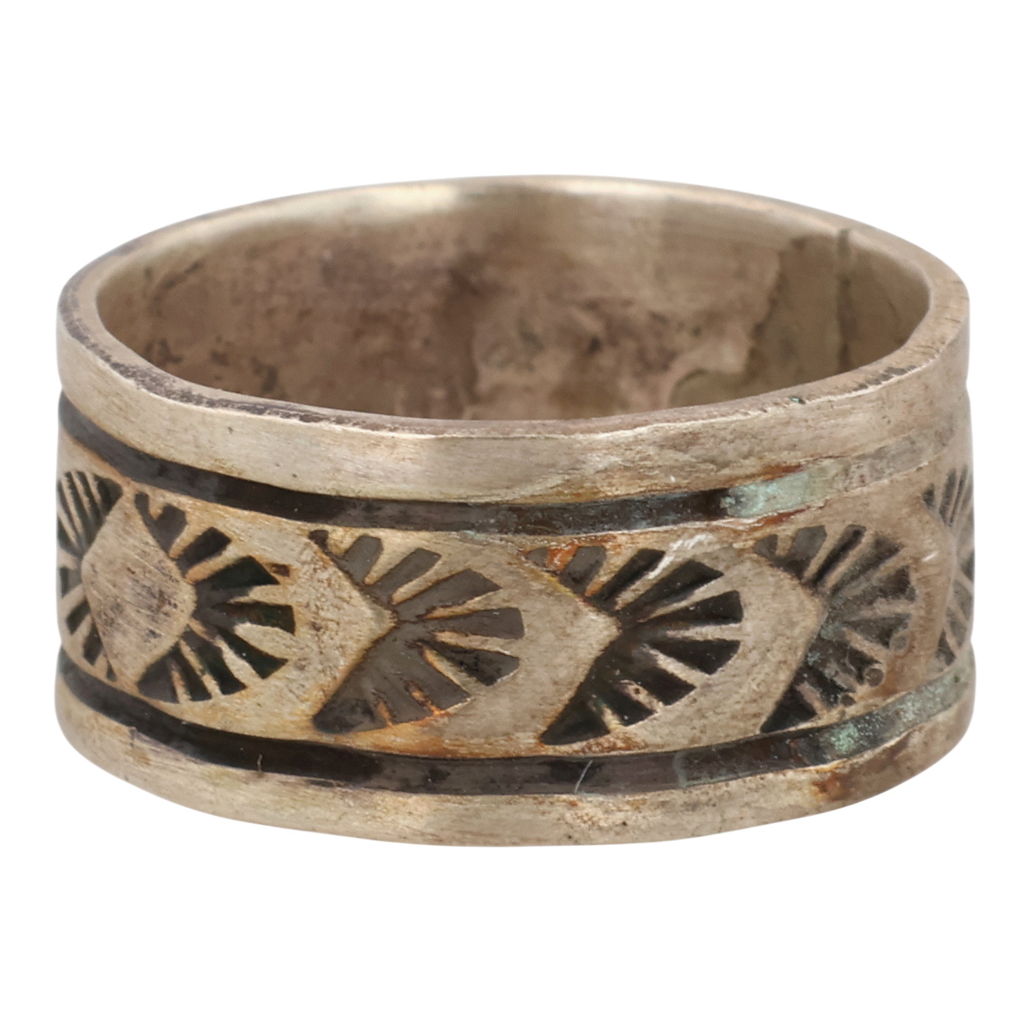 Rick Enriquez Navajo Sterling Stamped Ring Sz 6.25