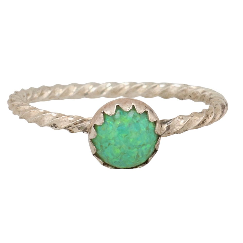 Lot 264: Esther White Navajo Sterling Opal Ring Sz 3
