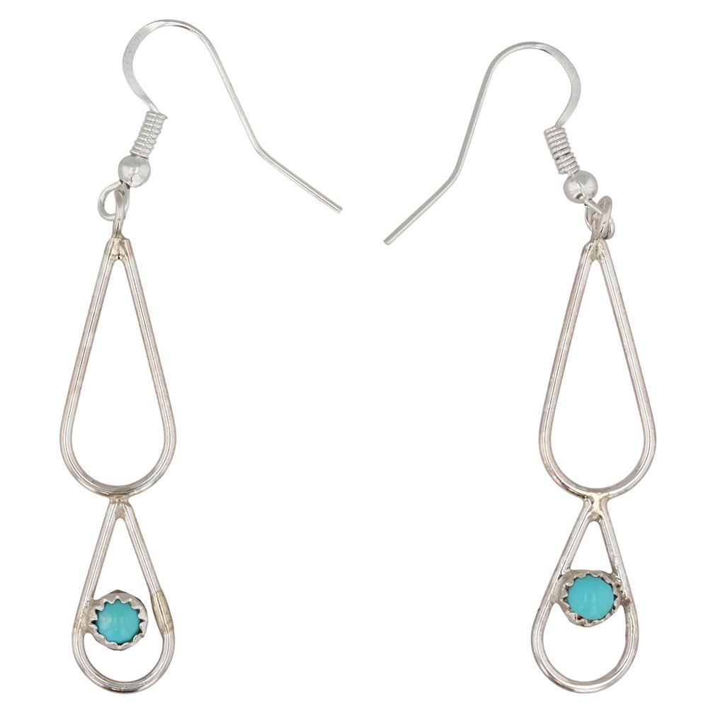 Lot 266: Dorothy Yazzie Navajo Sterling Kingman Turquoise Dangle Earrings