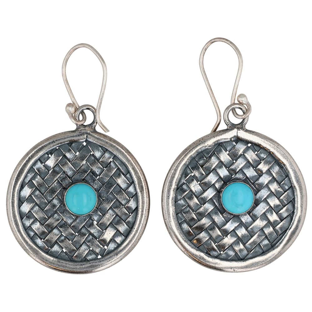 Lot 278: Southwest Sterling Turquoise Weave Earrings