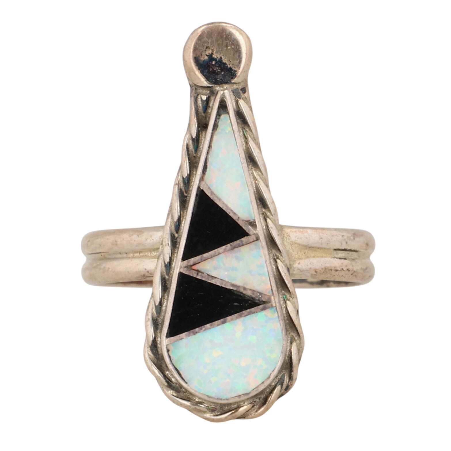Swain Charley Zuni Sterling Multi-Stone Inlay Ring Sz 5.5