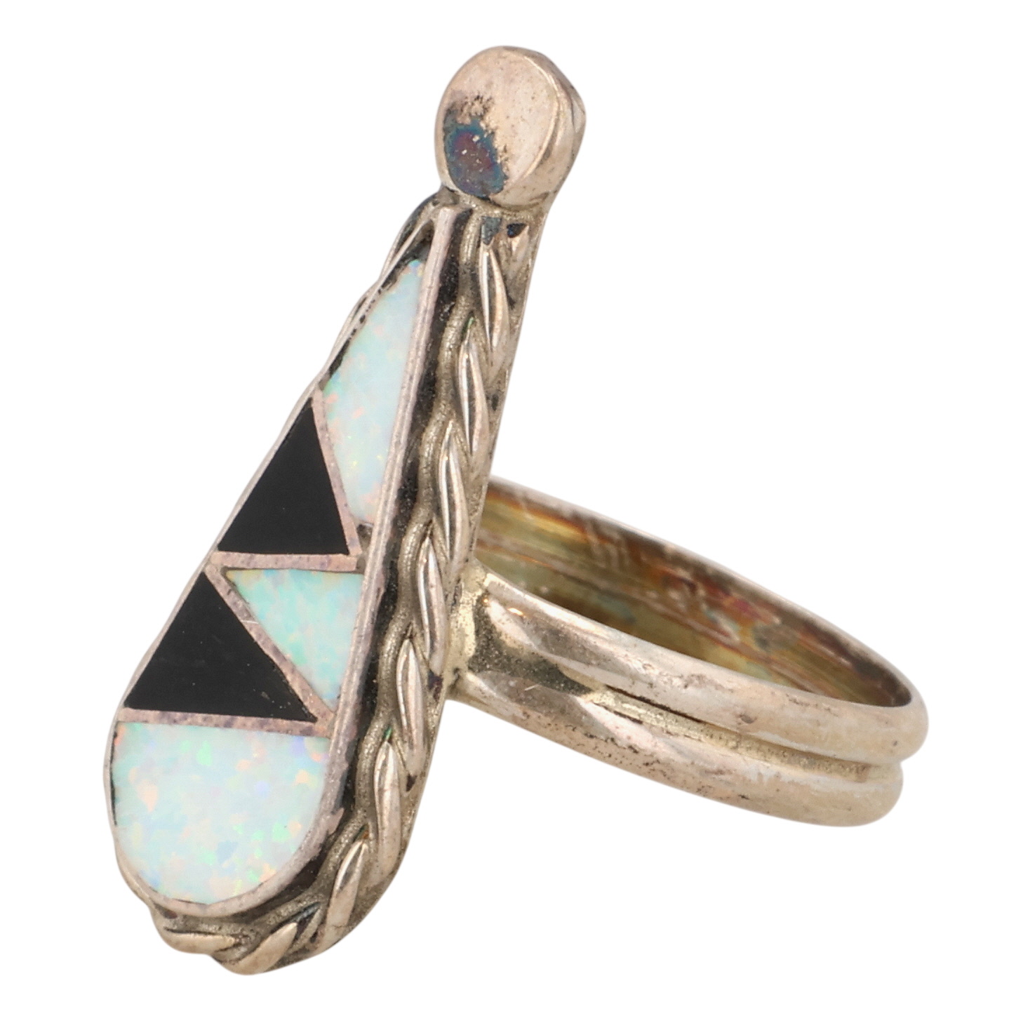 Swain Charley Zuni Sterling Multi-Stone Inlay Ring Sz 5.5