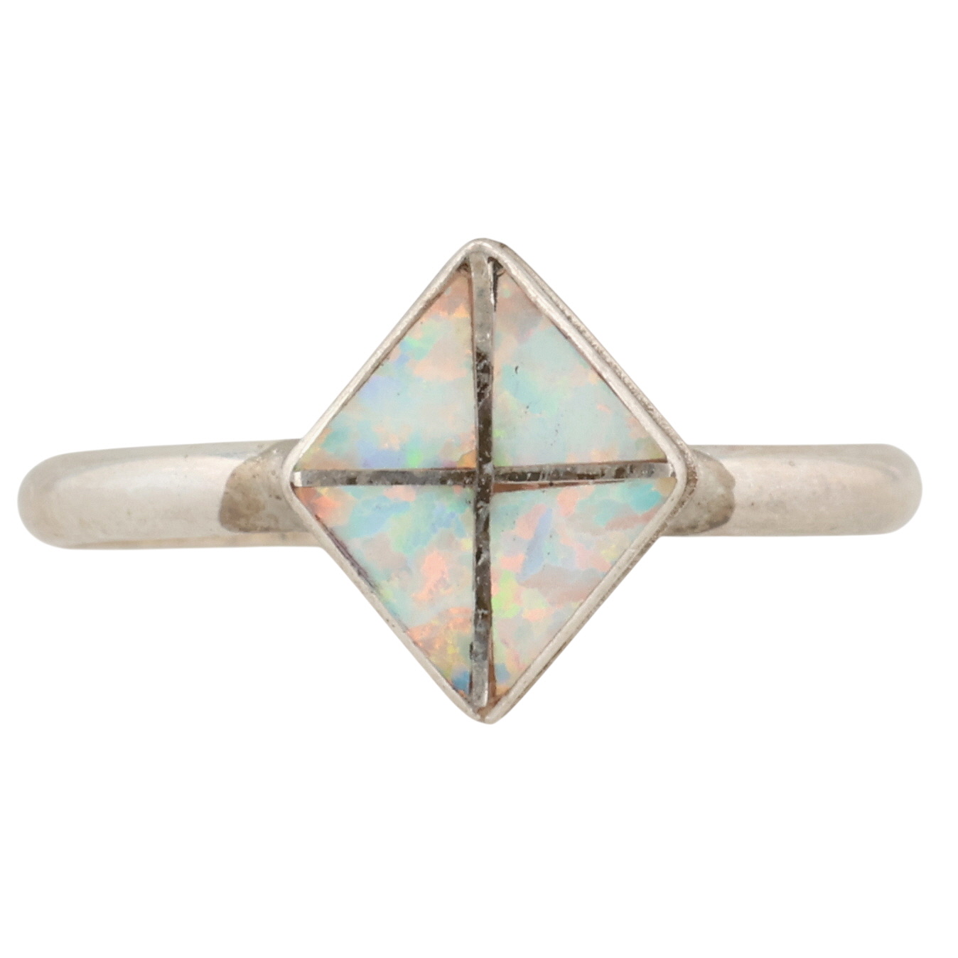 Swain Charley Zuni Sterling Opal Inlay Ring Sz 6.75