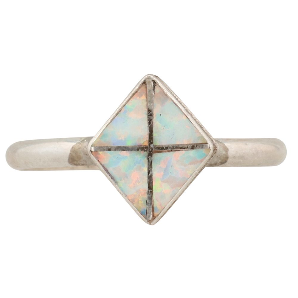 Lot 284: Swain Charley Zuni Sterling Opal Inlay Ring Sz 6.75