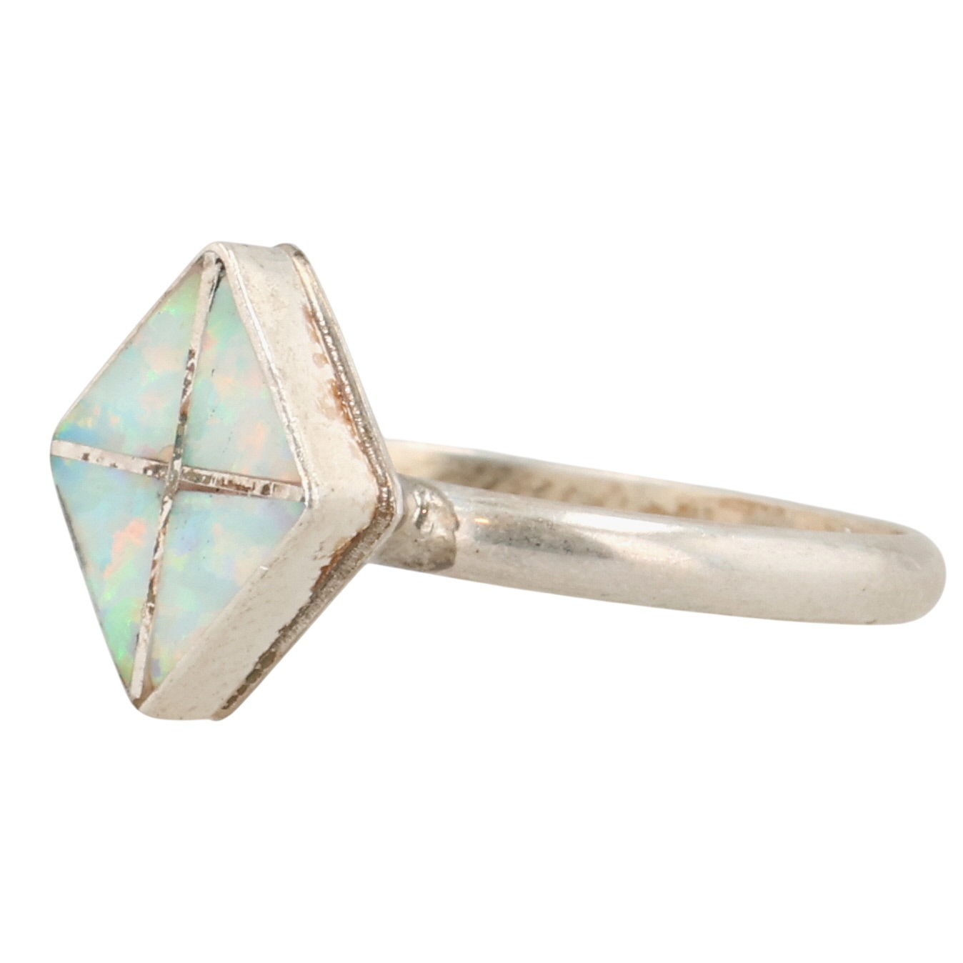 Swain Charley Zuni Sterling Opal Inlay Ring Sz 6.75