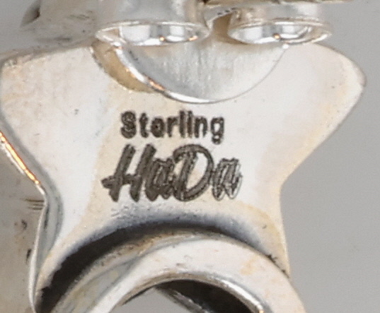 HaDa Collection Sterling Violet Rose Dahlia Star Hoop Earrings