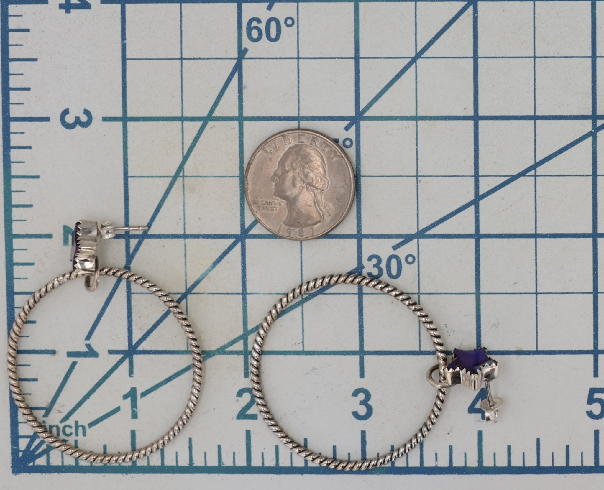 HaDa Collection Sterling Violet Rose Dahlia Star Hoop Earrings