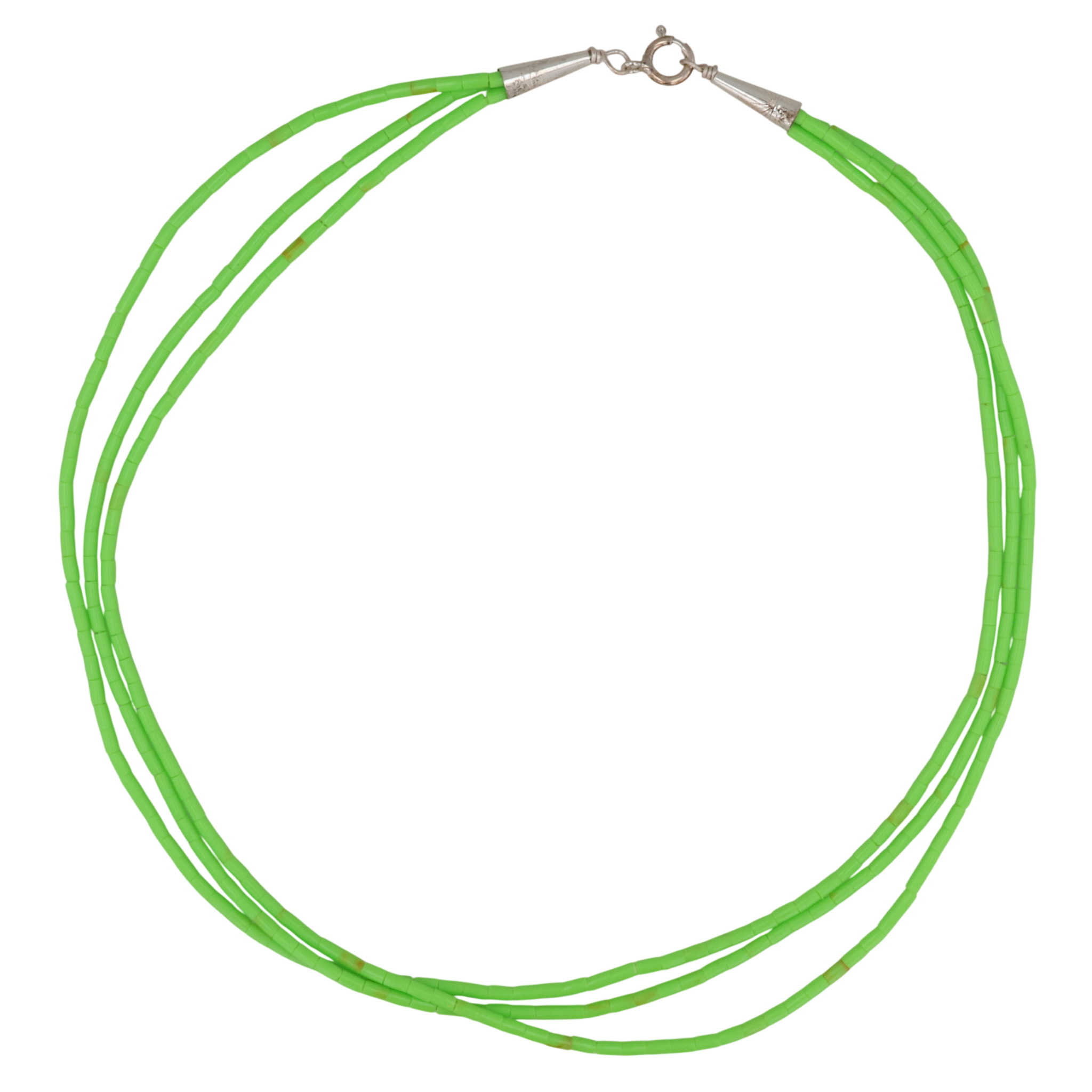 Southwest Sterling Gaspeite Bead Multi-Strand Necklace