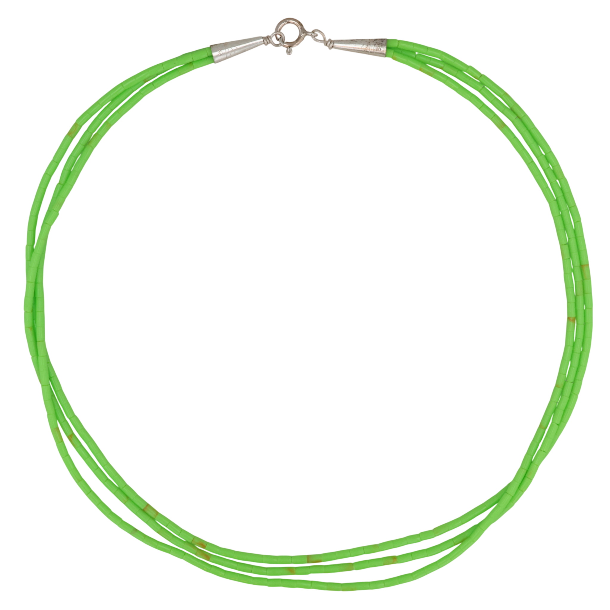 Southwest Sterling Gaspeite Bead Multi-Strand Necklace
