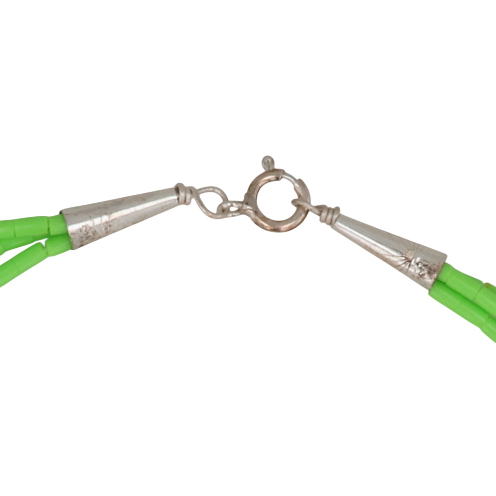 Southwest Sterling Gaspeite Bead Multi-Strand Necklace