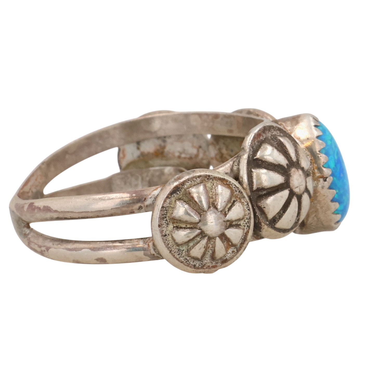 Southwest Sterling Opal Ring Sz 7.25