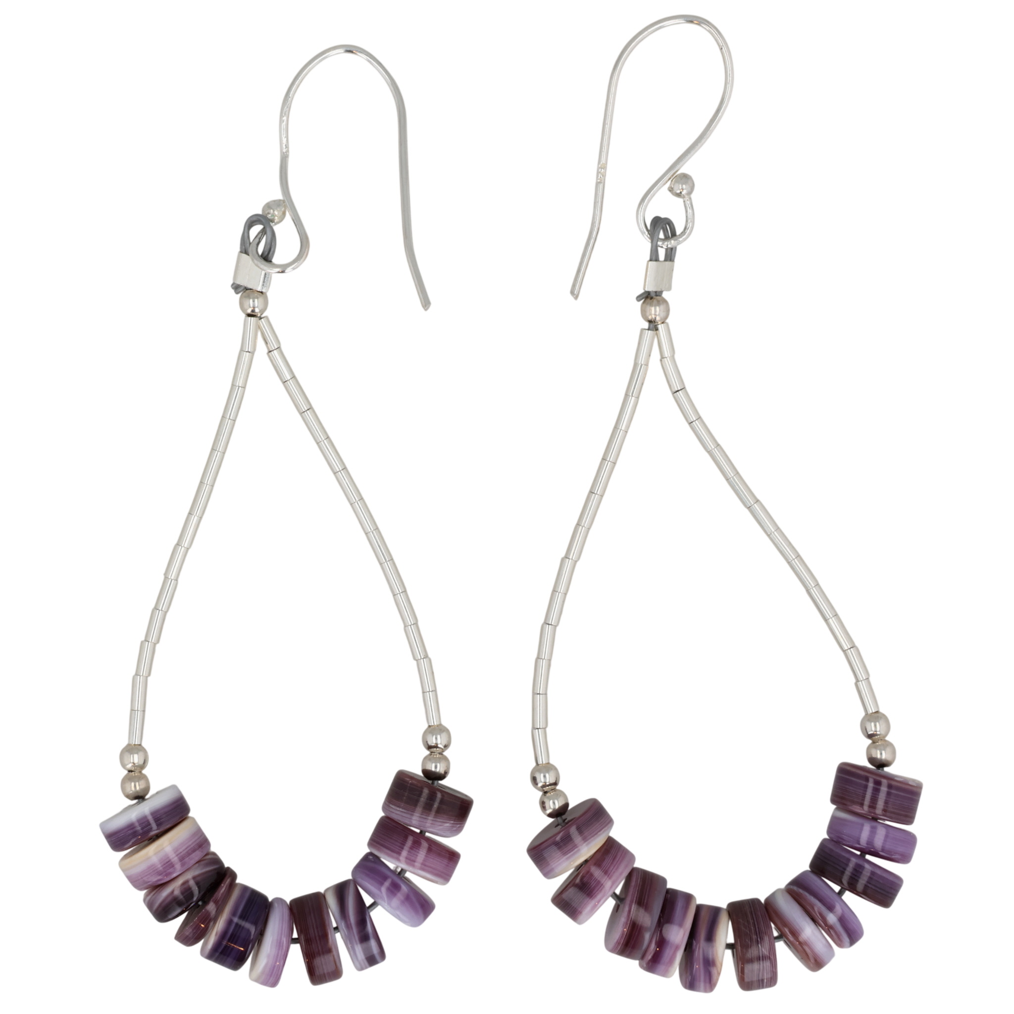 Southwest Sterling Liquid Silver Wampum Shell Earrings